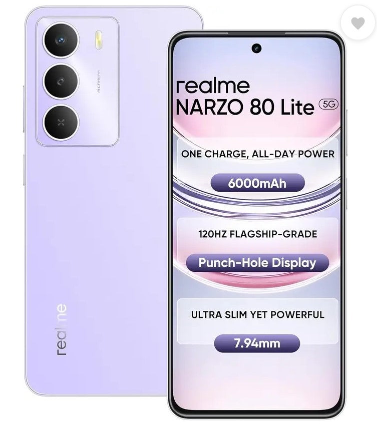realme Narzo 80 Lite 5G (Crystal Purple, 128 GB)  (6 GB RAM)
