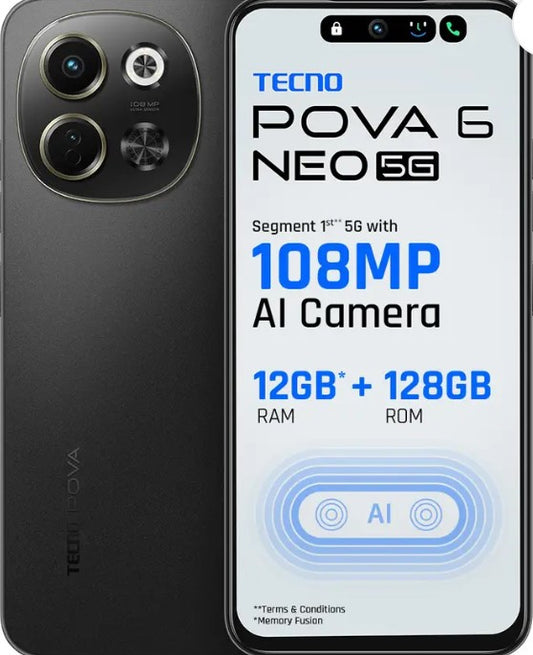 Tecno Pova 6 Neo 5G (Midnight Shadow, 128 GB)  (6 GB RAM)