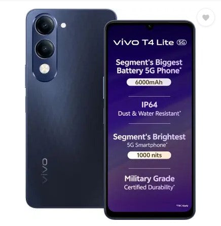 vivo T4 Lite 5G Charger in the Box (Prism Blue, 128 GB)  (6 GB RAM)