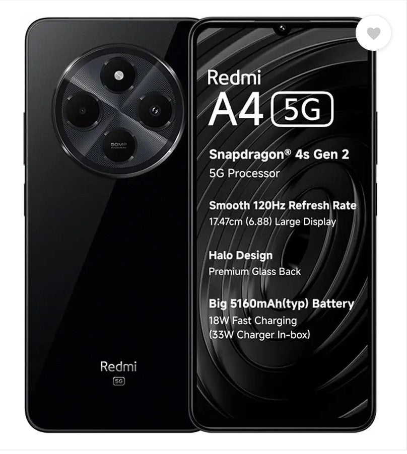 REDMI A4 5G only on Jio SIM (Starry Black, 64 GB)  (4 GB RAM)