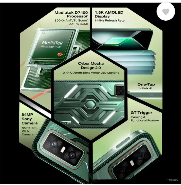 Infinix GT 30 5G+ Blade White 128 (Blade White, 128 GB)  (8 GB RAM)