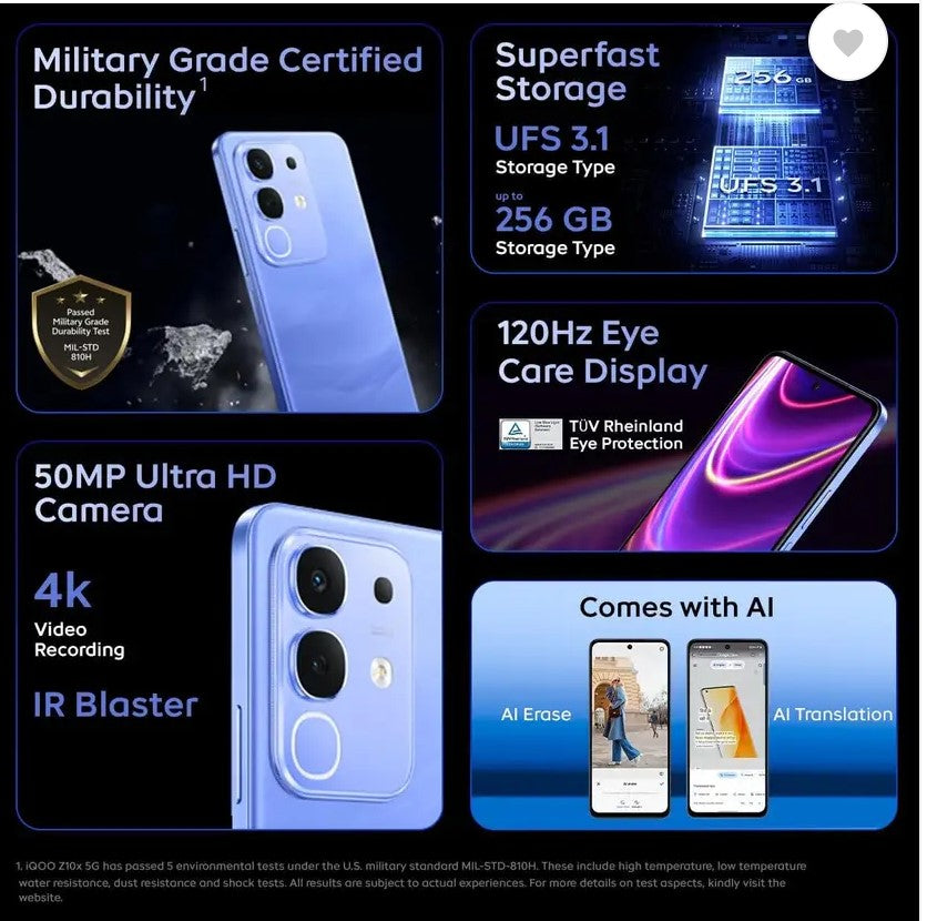 IQOO Z10X 5G (Ultramarine, 128 GB)  (6 GB RAM)