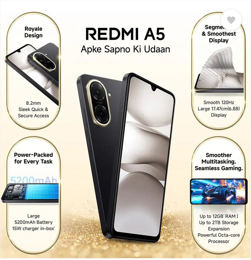 REDMI A5 (Just Black, 128 GB)  (4 GB RAM)
