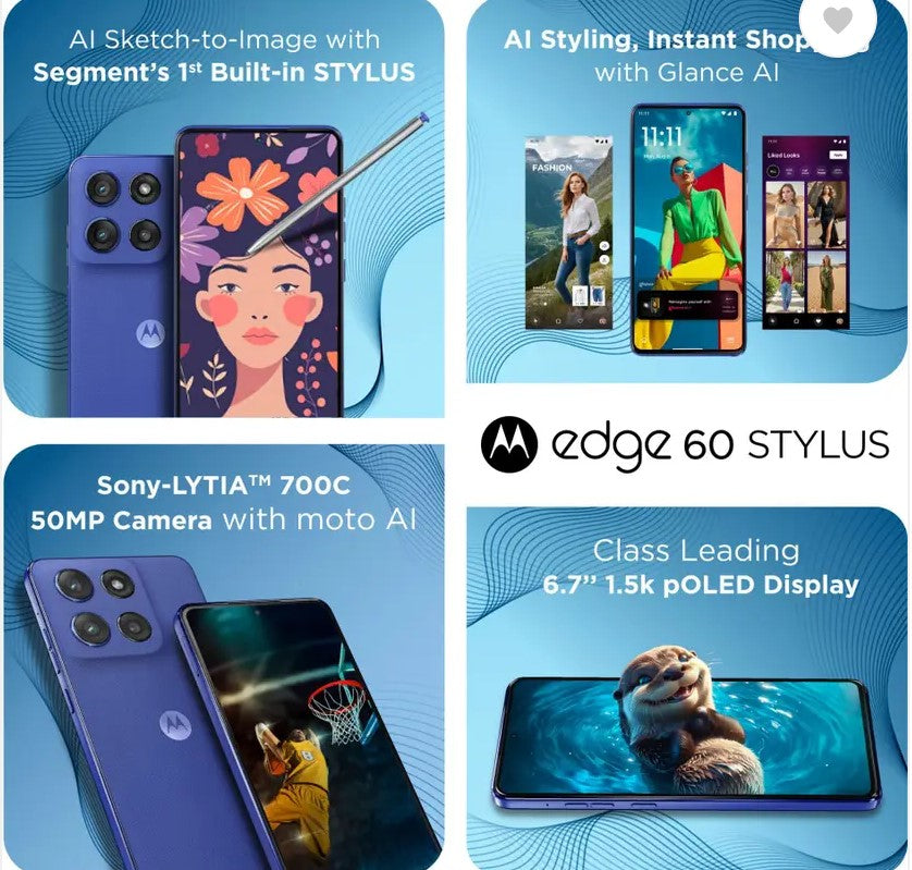 MOTOROLA Edge 60 Stylus (PANTONE Surf the Web, 256 GB)  (8 GB RAM)