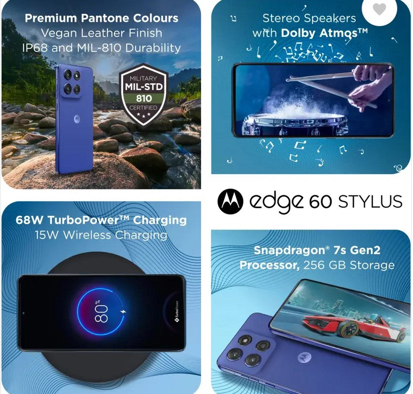 MOTOROLA Edge 60 Stylus (PANTONE Surf the Web, 256 GB)  (8 GB RAM)