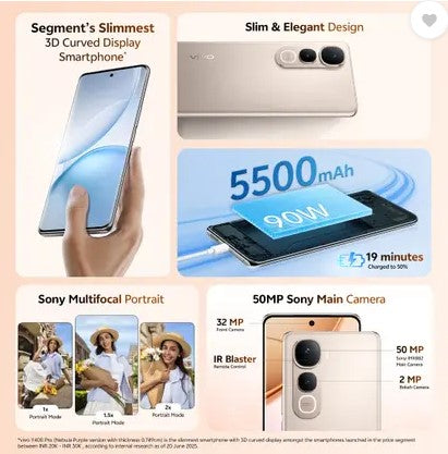 vivo Y400 Pro 5G (Fest Gold, 128 GB)  (8 GB RAM)