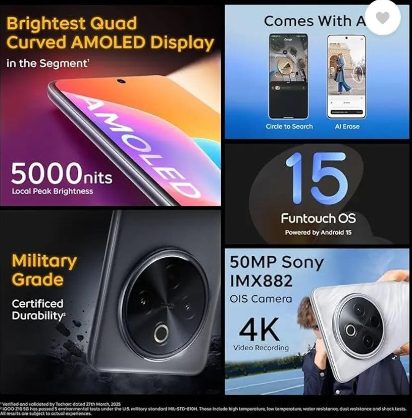 IQOO Z10 5G (Glacier Silver / Silver, 128 GB)  (8 GB RAM)