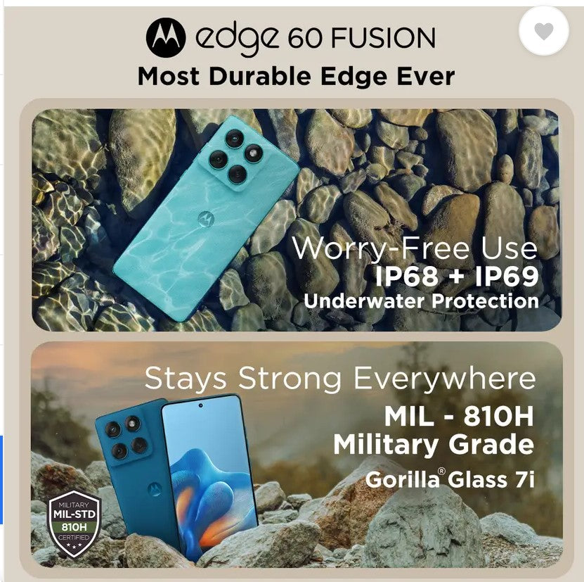 MOTOROLA Edge 60 Fusion 5G (PANTONE Mykonos Blue, 256 GB)  (8 GB RAM)